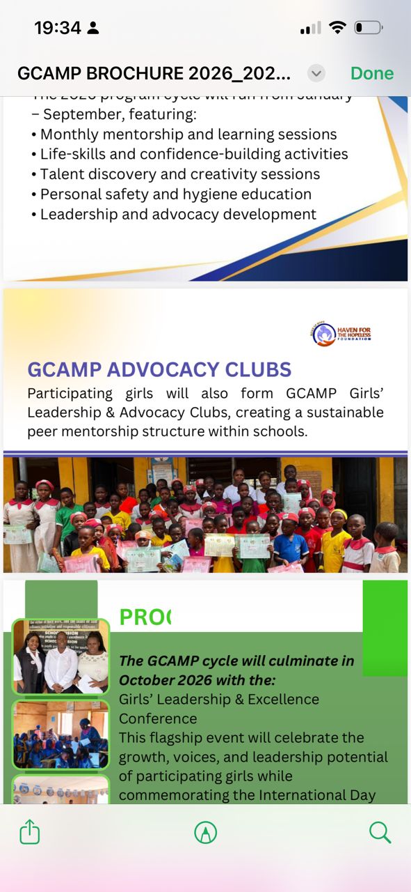 Haven for the Hopeless Foundation — gcamp — programme photo